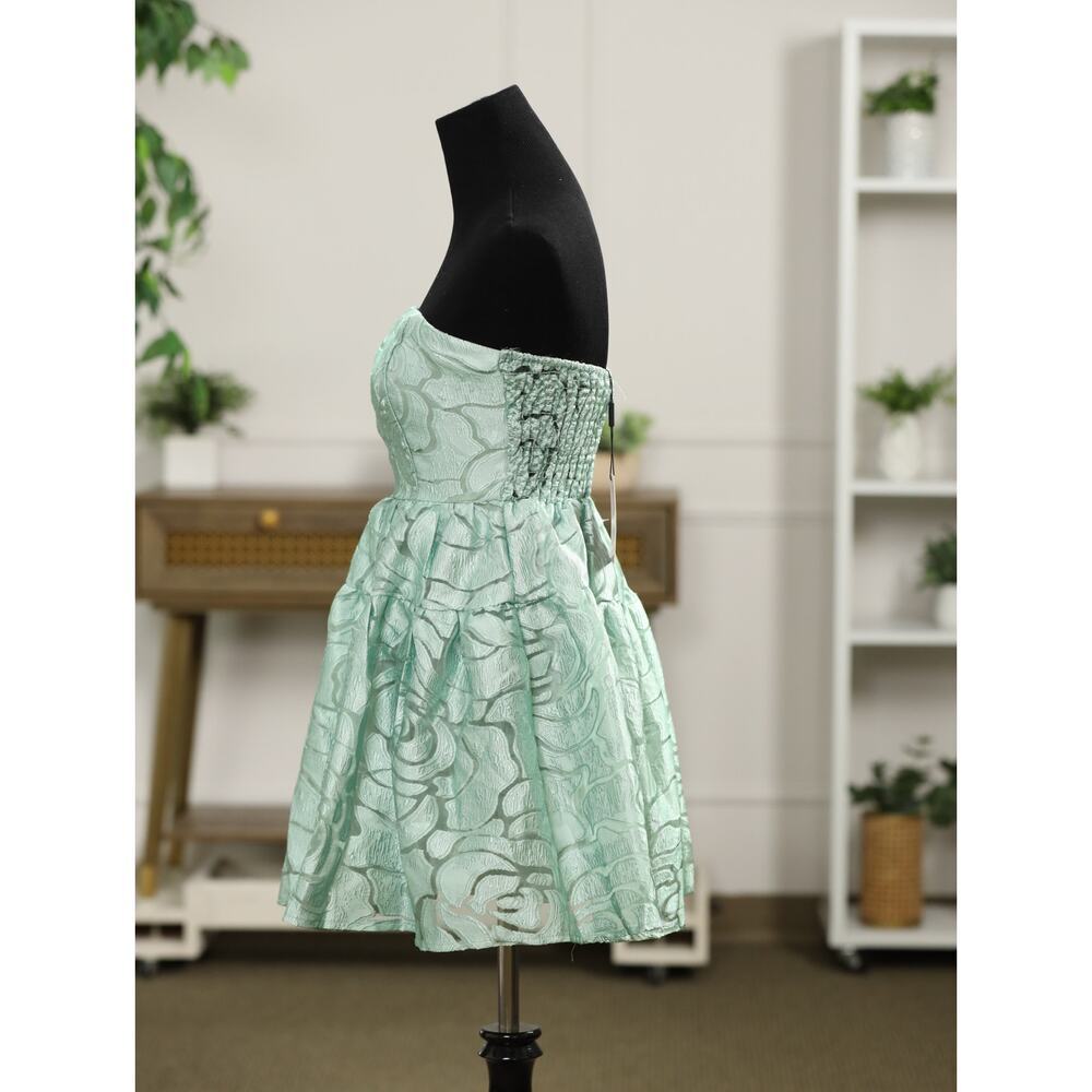 Hello Molly Sage Green Jacquard Strapless Mini Dress XS NWT Party Occasion - Picture 4 of 14